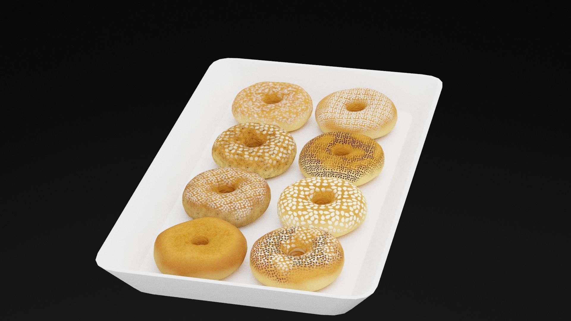 Bagel Tray Low-poly 3D model_2