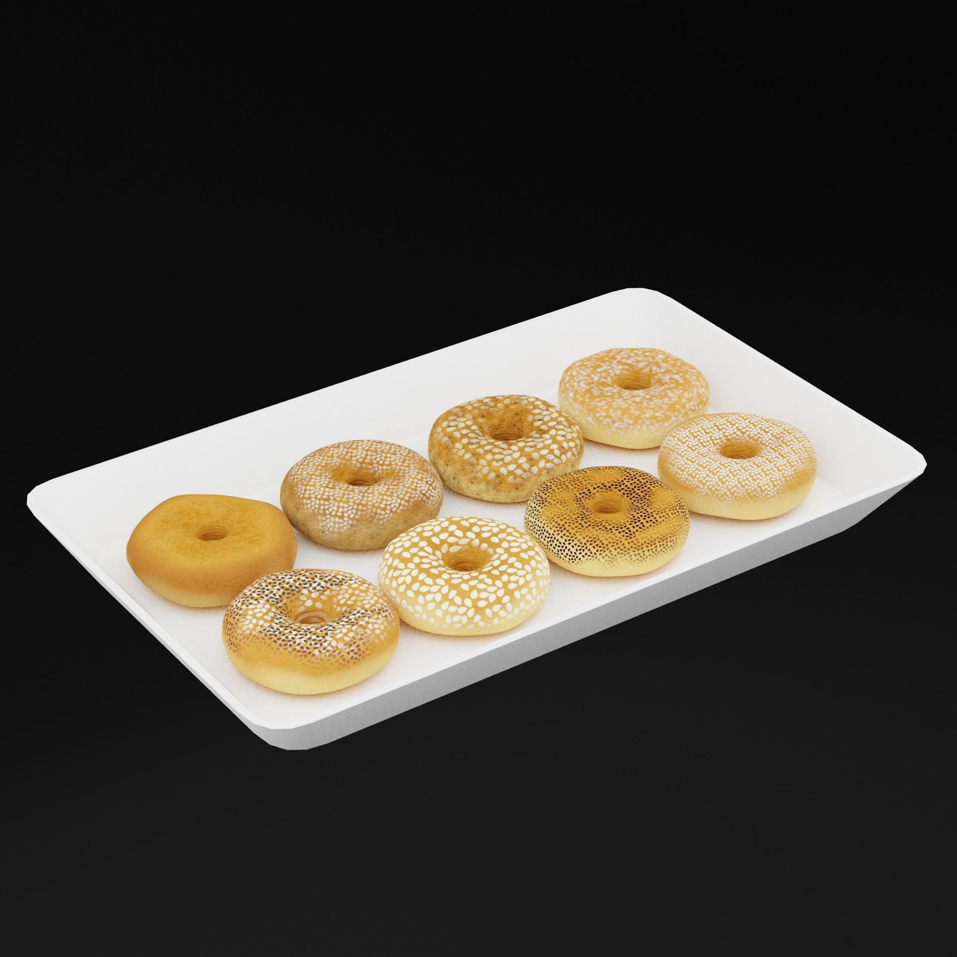 Bagel Tray Low-poly 3D model_6