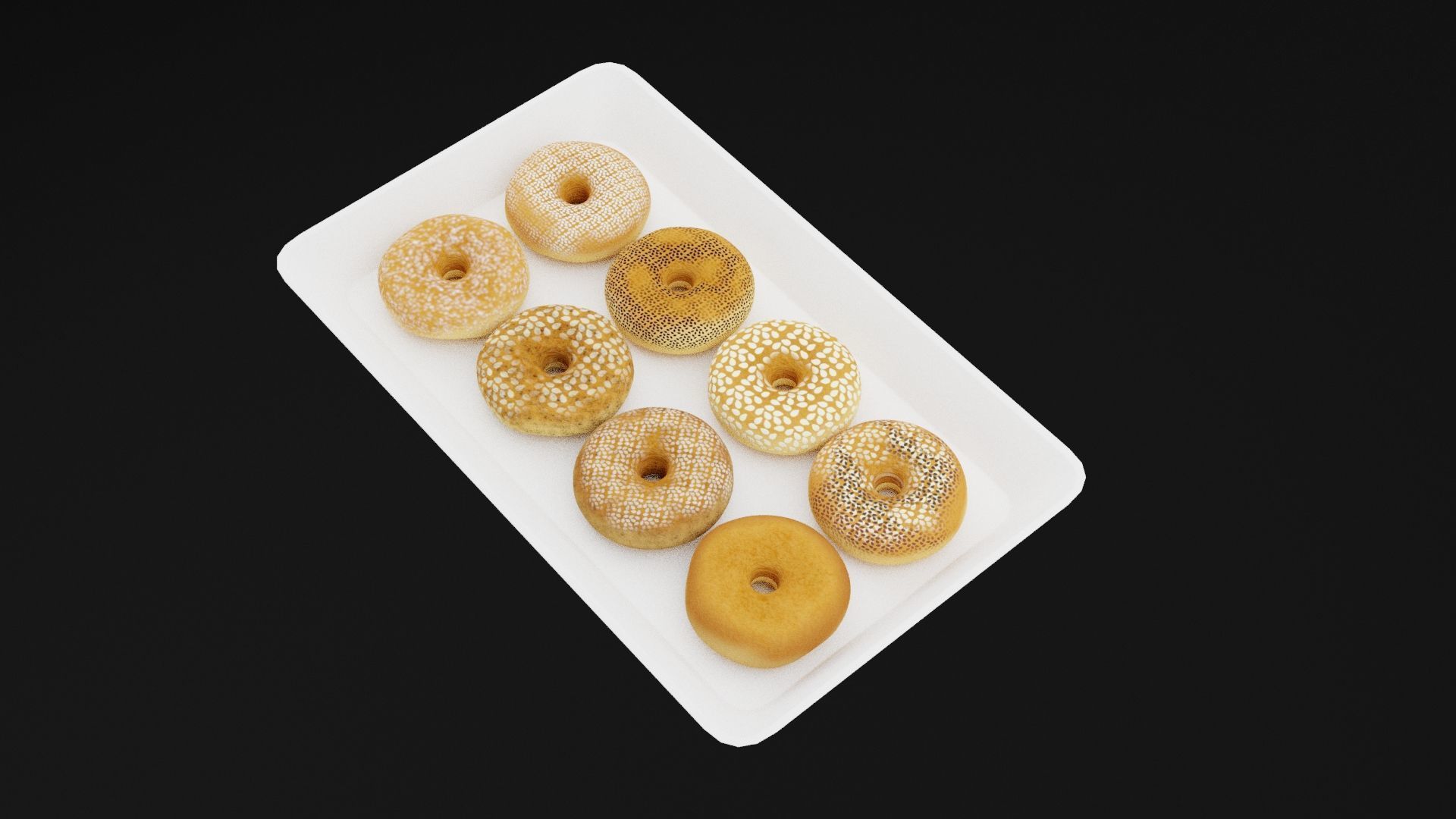 Bagel Tray Low-poly 3D model_5