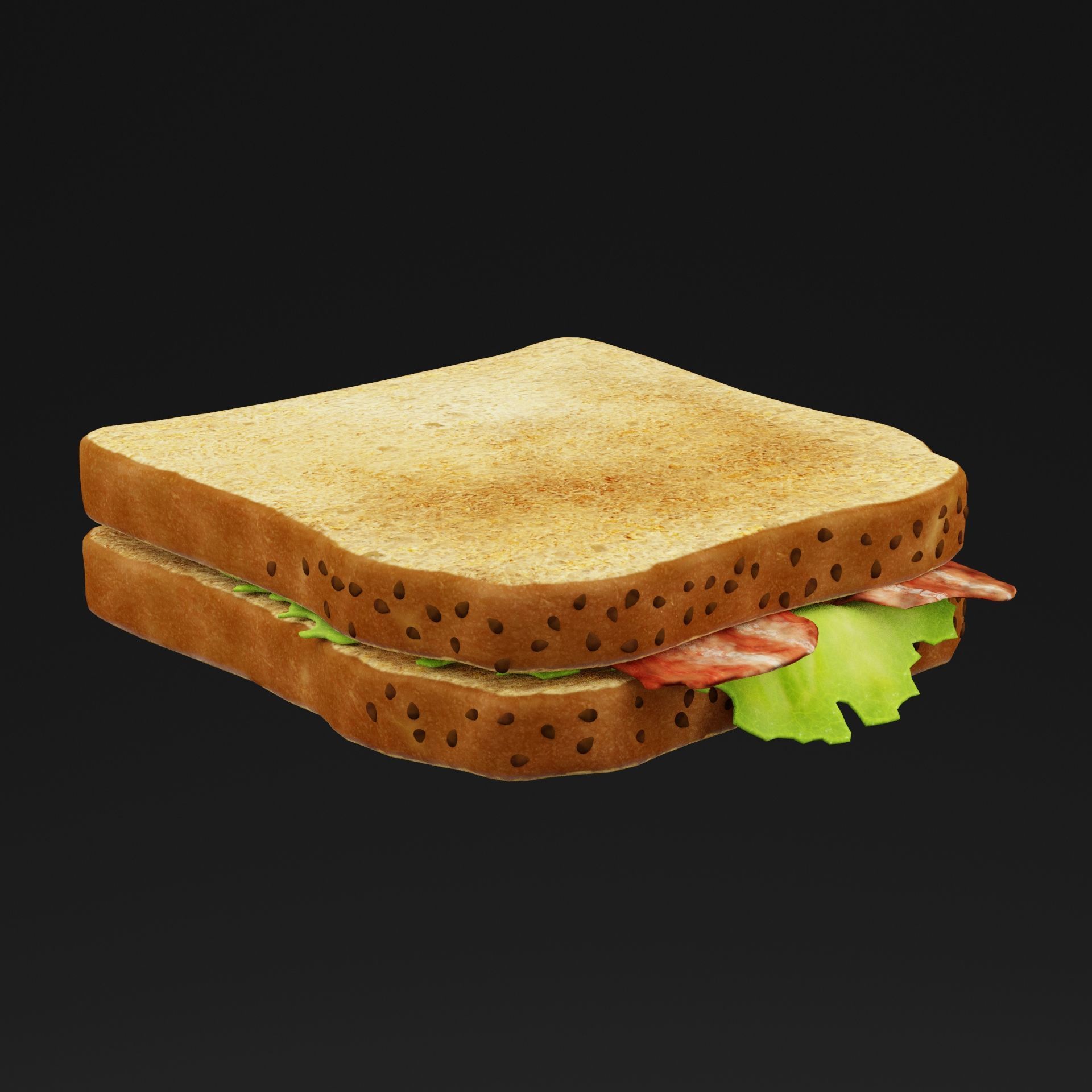 Bacon Toast Sandwich Low-poly 3D model_6