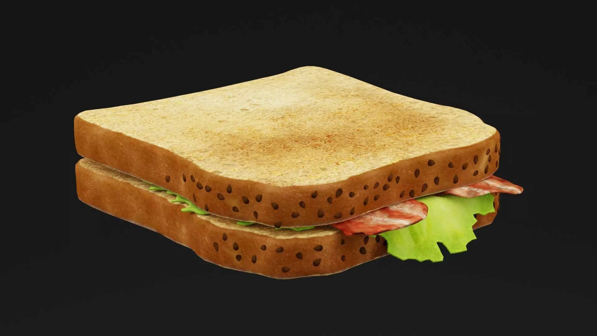 Bacon Toast Sandwich Low-poly 3D model_0