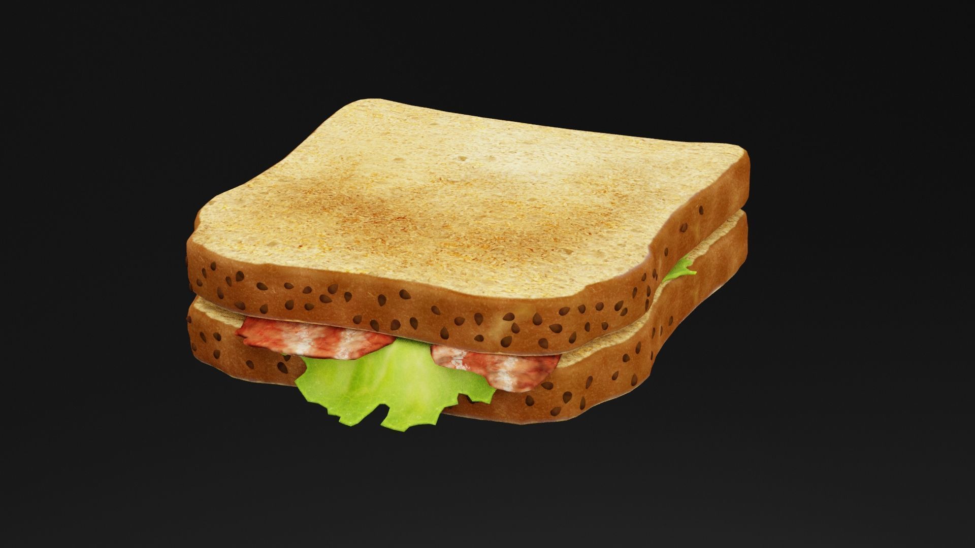 Bacon Toast Sandwich Low-poly 3D model_3