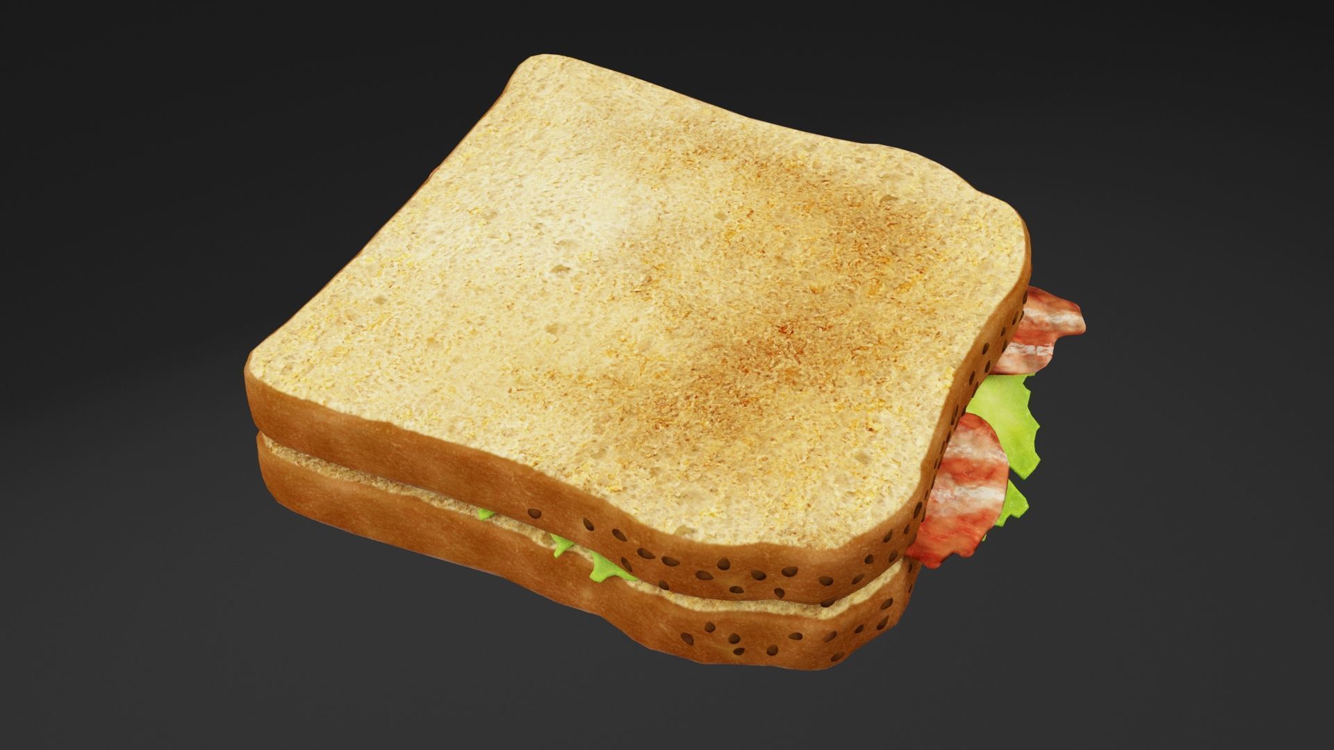 Bacon Toast Sandwich Low-poly 3D model_5