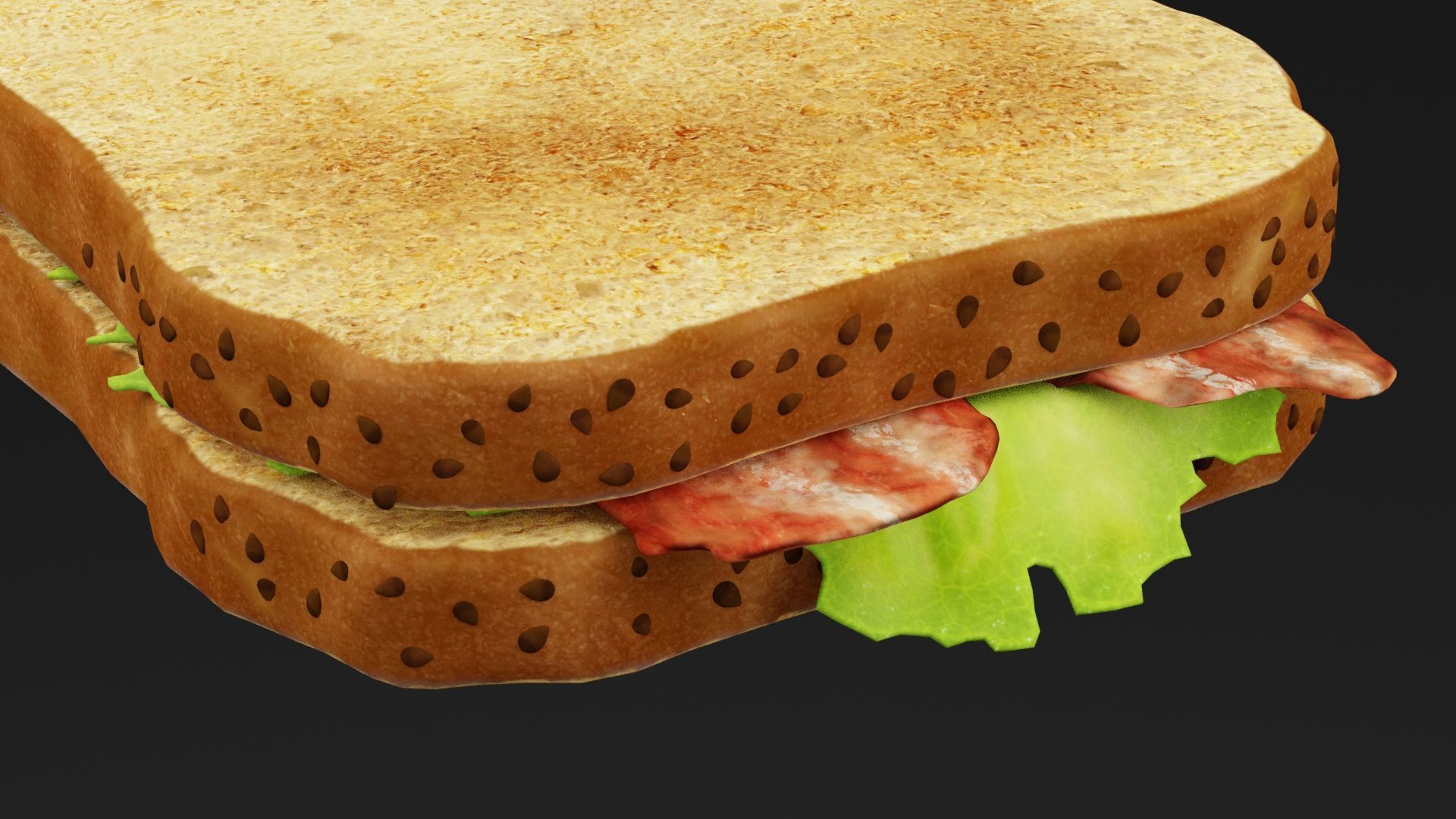 Bacon Toast Sandwich Low-poly 3D model_1