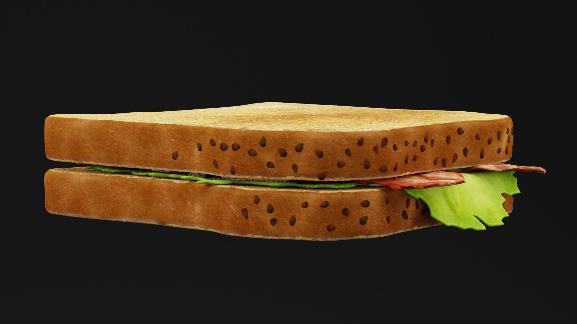 Bacon Toast Sandwich Low-poly 3D model_4