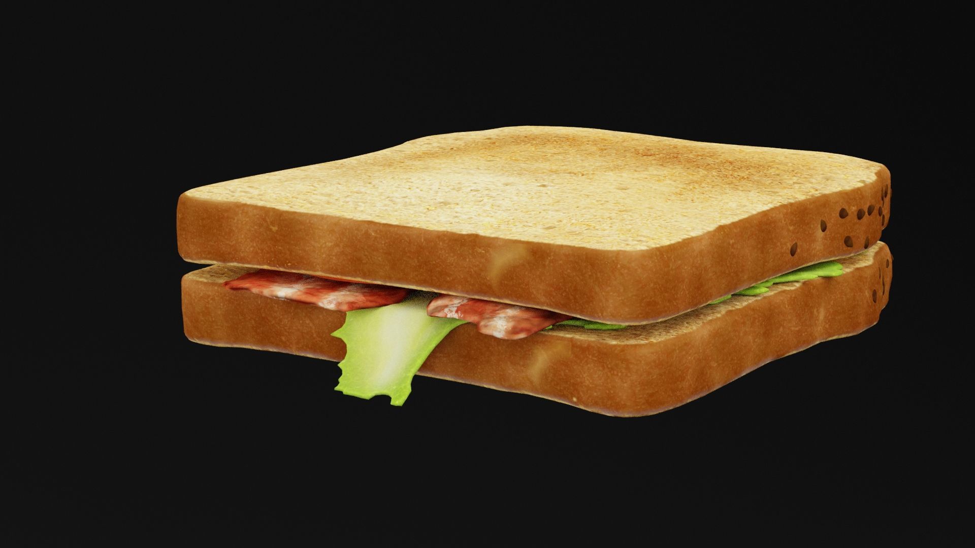 Bacon Toast Sandwich Low-poly 3D model_2