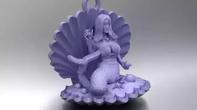 Mermaid Jewelry Pendant Starfish Mussel Shell 3DM STL 3D Model  3D print model