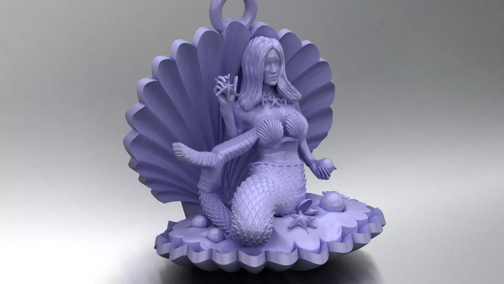 Mermaid Jewelry Pendant Starfish Mussel Shell 3DM STL 3D Model  3D print model_2