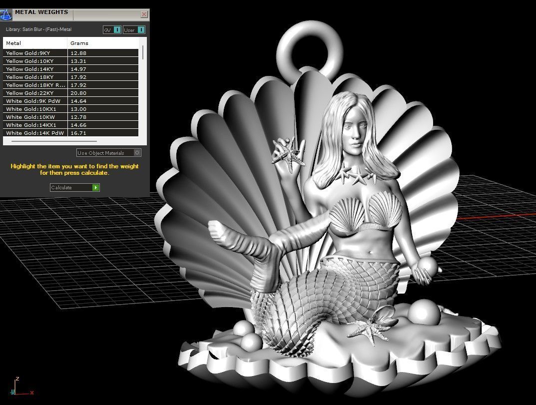 Mermaid Jewelry Pendant Starfish Mussel Shell 3DM STL 3D Model  3D print model_6