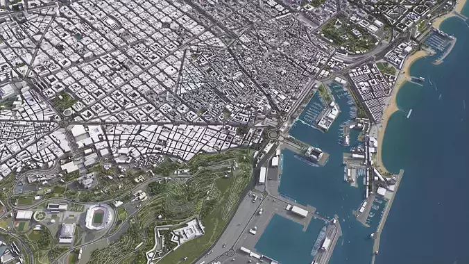 Barcelona - City 3D Model Low-poly 3D model