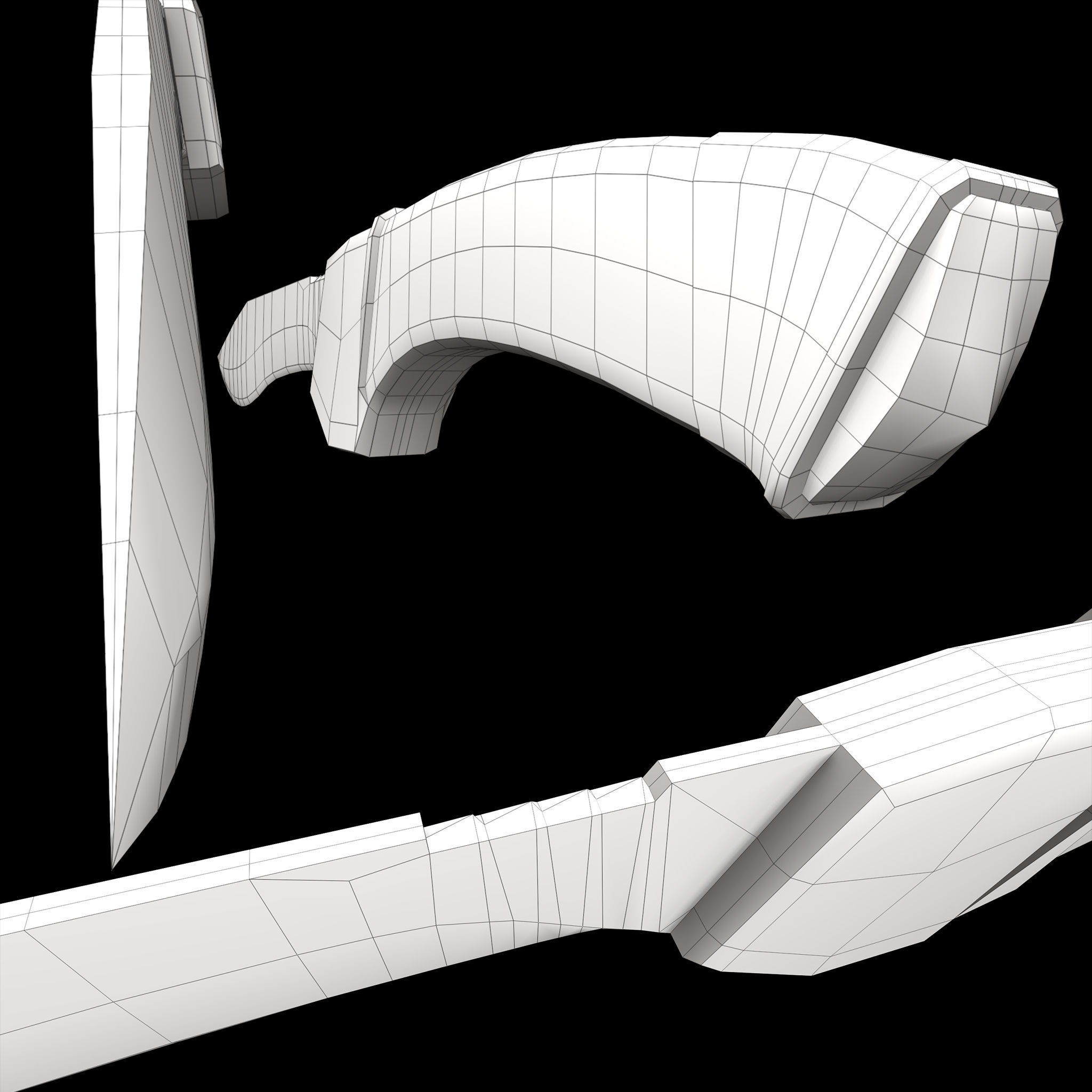 Combat knife Scarlet flower Low-poly 3D model_20