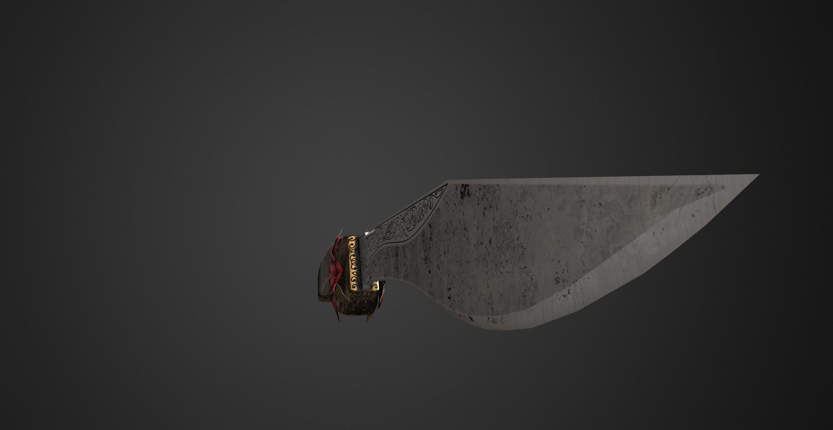 Combat knife Scarlet flower Low-poly 3D model_11