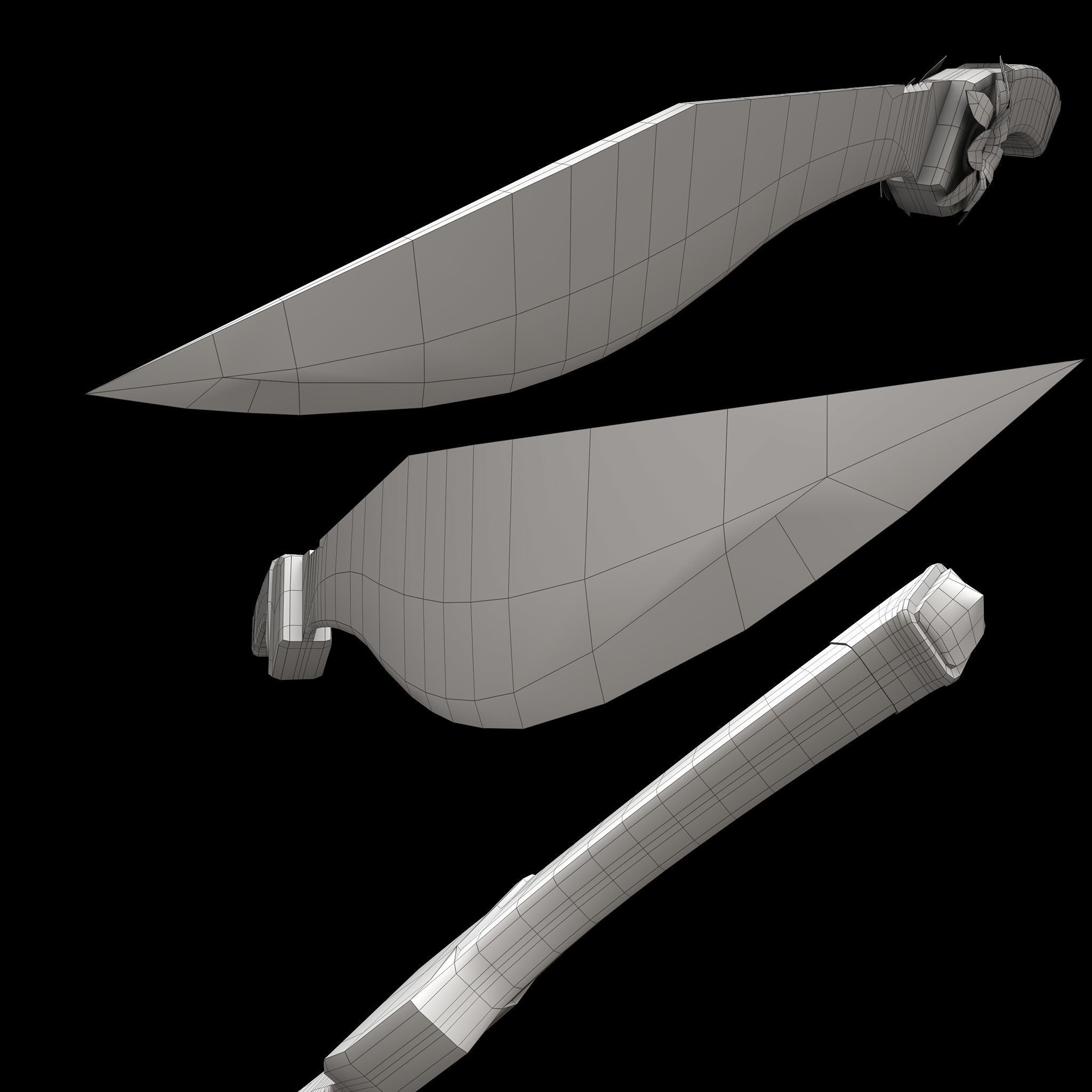 Combat knife Scarlet flower Low-poly 3D model_19