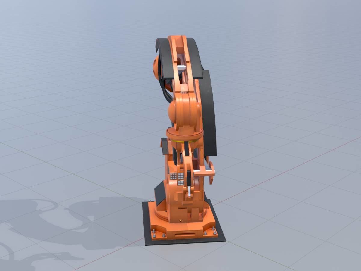 Robot arm Type-1 orange Low-poly 3D model_4