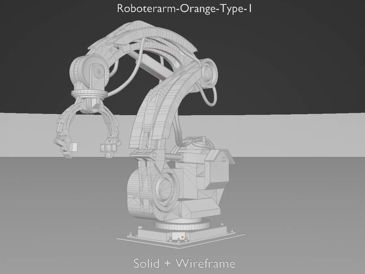 Robot arm Type-1 orange Low-poly 3D model_12