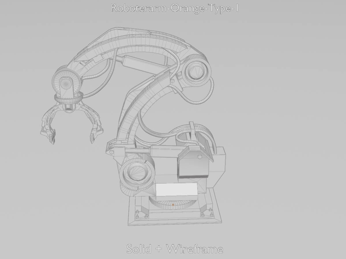 Robot arm Type-1 orange Low-poly 3D model_9