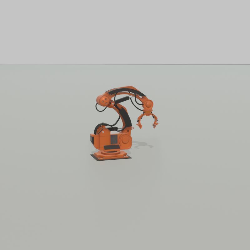 Robot arm Type-1 orange Low-poly 3D model_32