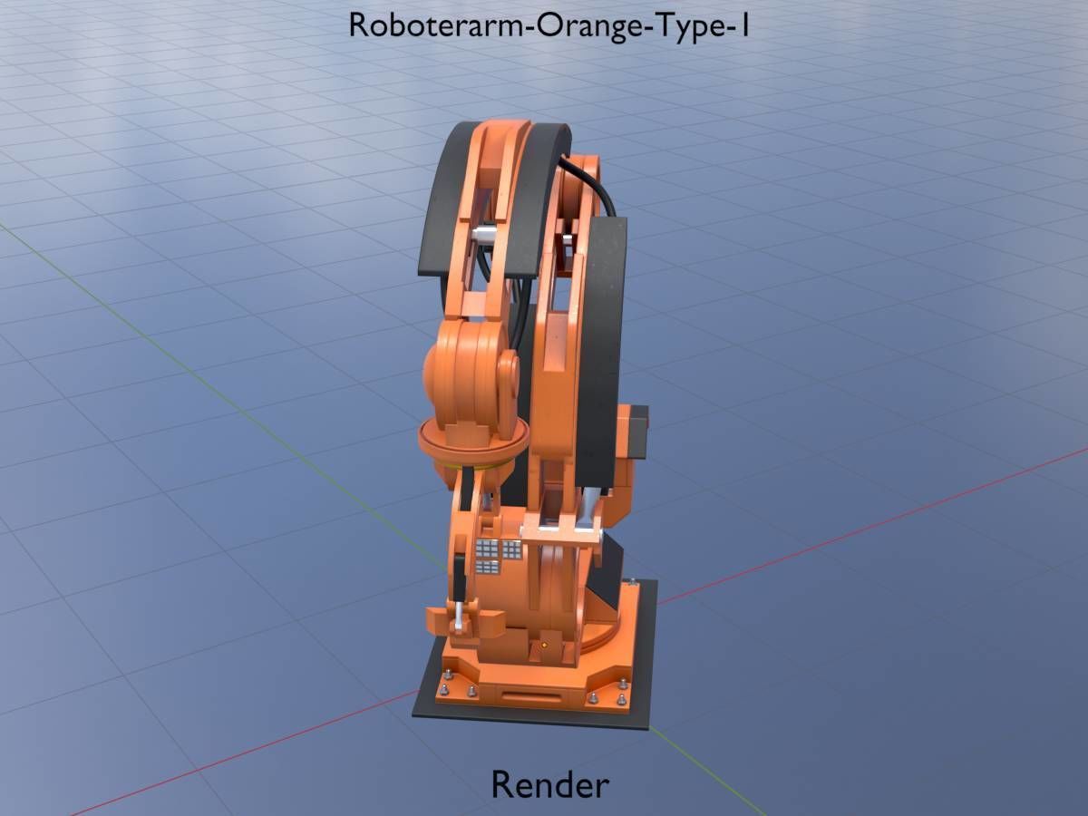 Robot arm Type-1 orange Low-poly 3D model_20