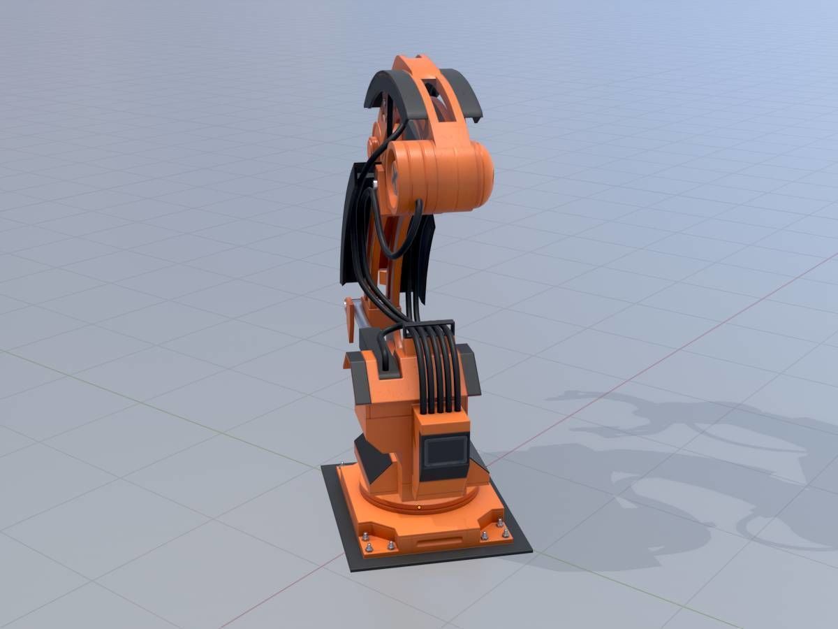 Robot arm Type-1 orange Low-poly 3D model_2
