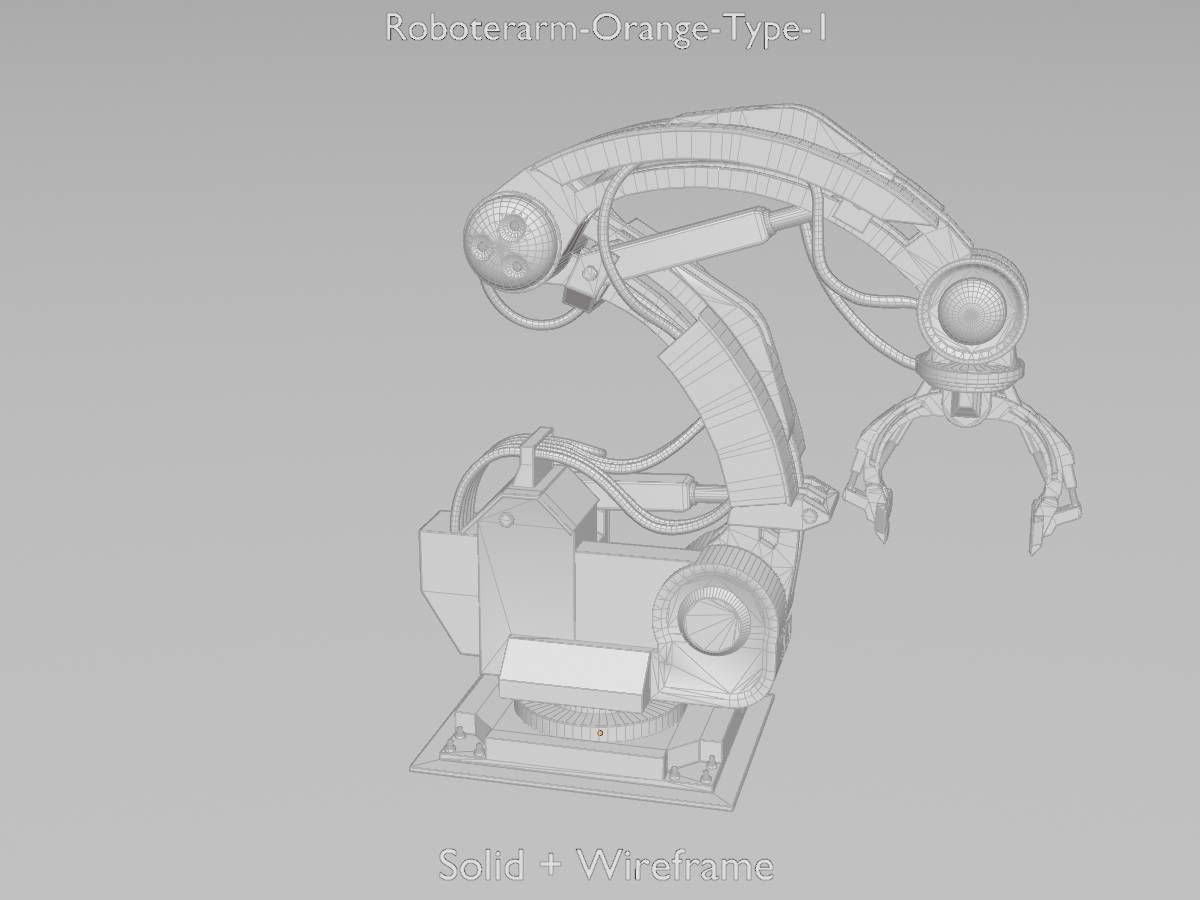 Robot arm Type-1 orange Low-poly 3D model_11