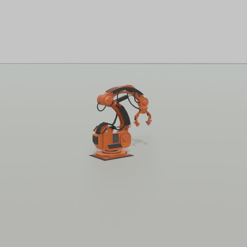 Robot arm Type-1 orange Low-poly 3D model_30