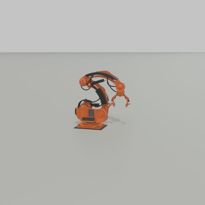 Robot arm Type-1 orange Low-poly 3D model_31