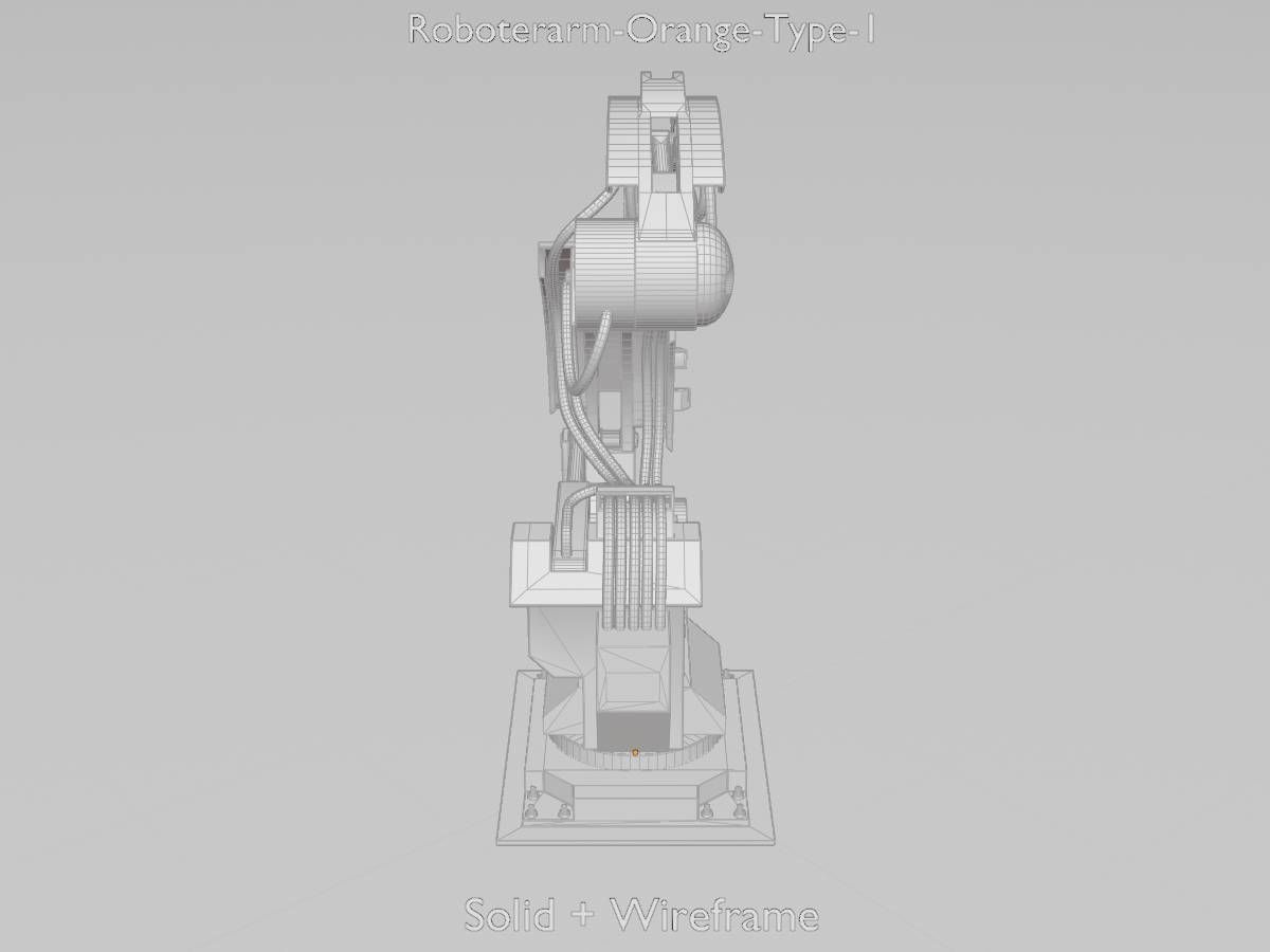 Robot arm Type-1 orange Low-poly 3D model_10