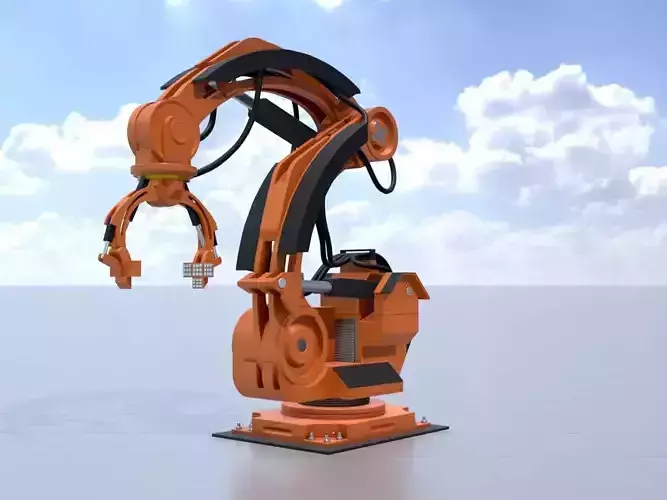 Robot arm Type-1 orange Low-poly 3D model