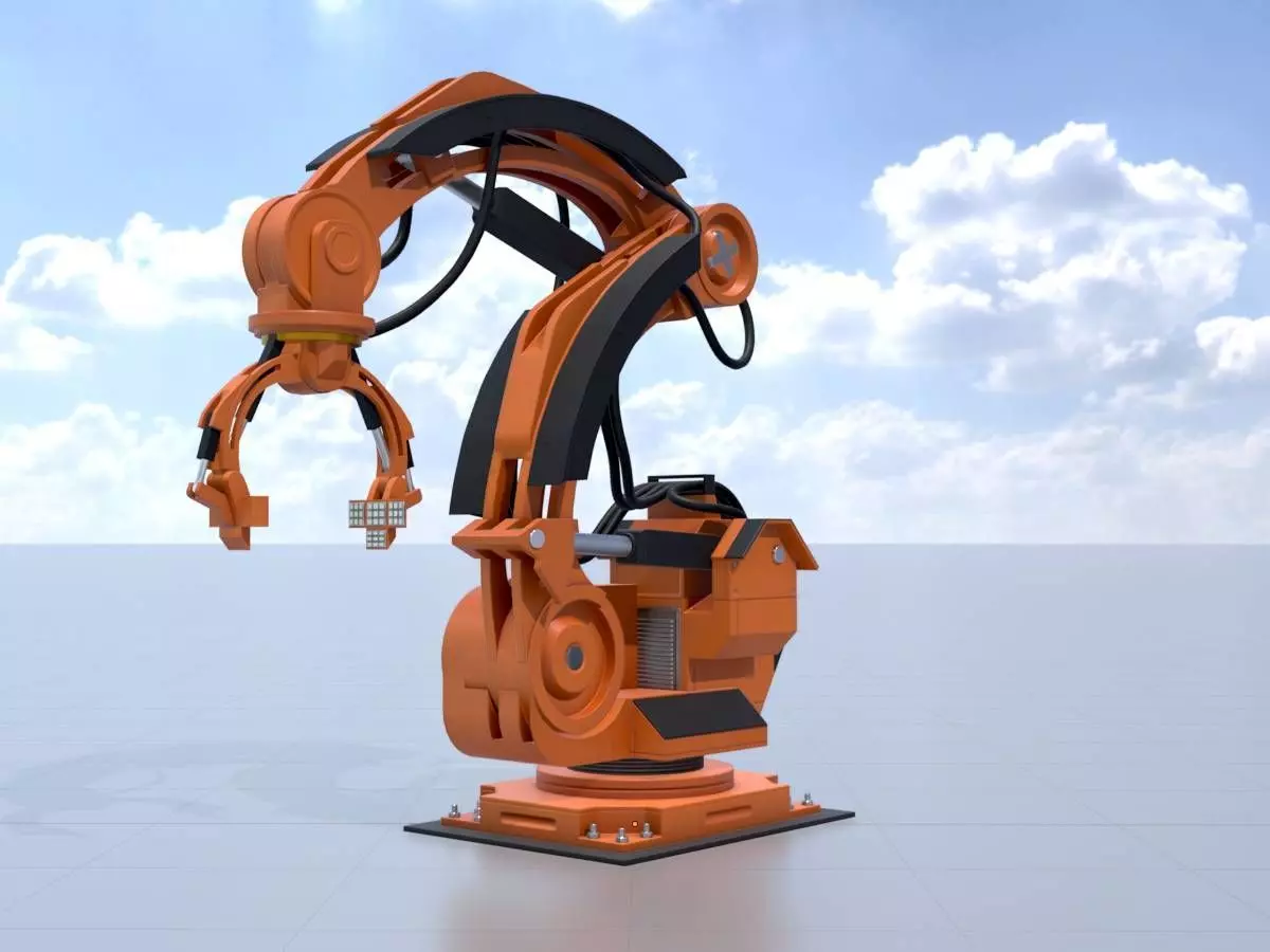 Robot arm Type-1 orange Low-poly 3D model_0