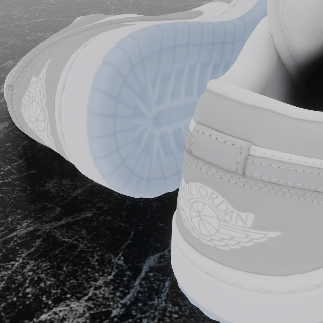 NIKE AIR JORDAN 1 LOW GREY 3D SHOES Low-poly 3D model_9