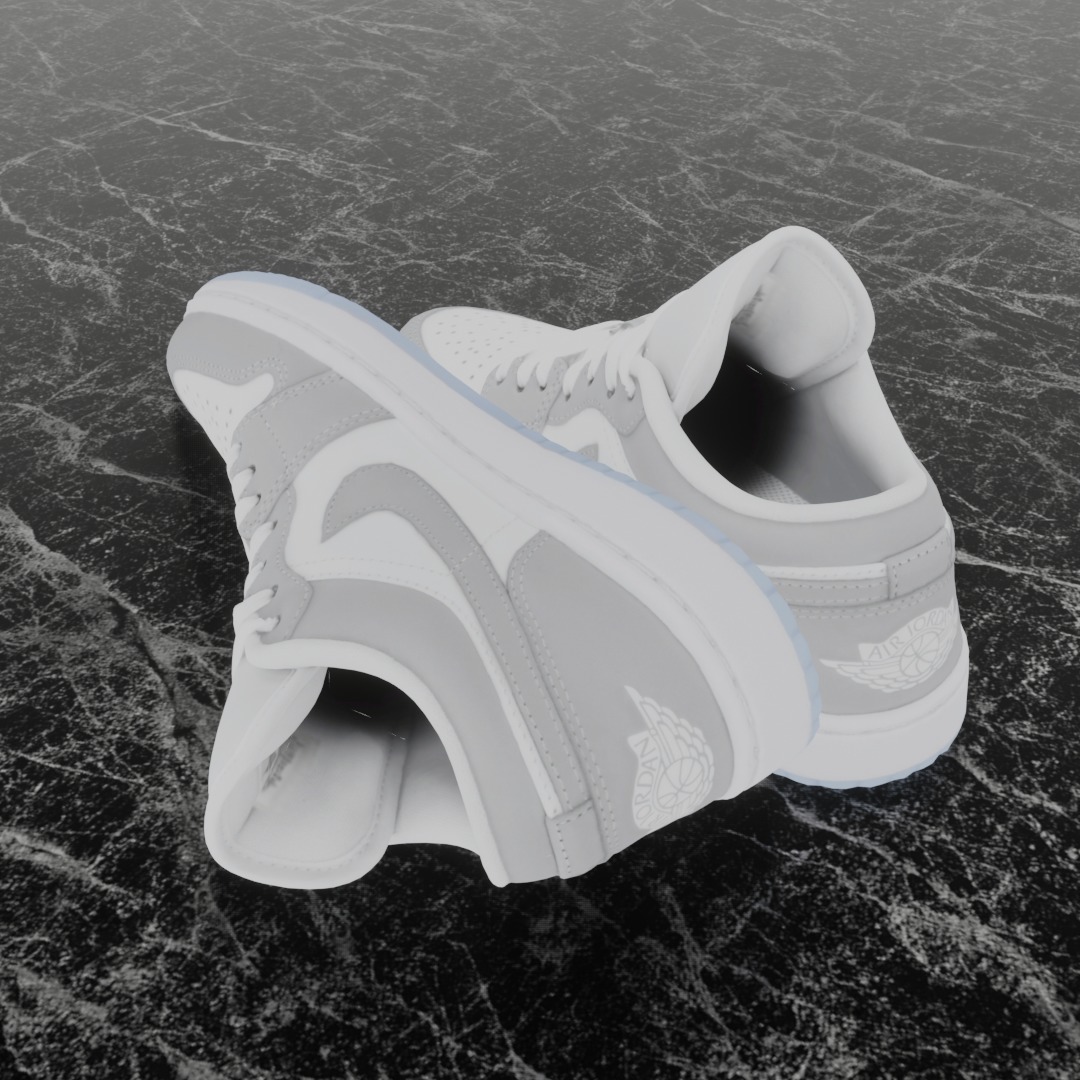 NIKE AIR JORDAN 1 LOW GREY 3D SHOES Low-poly 3D model_6