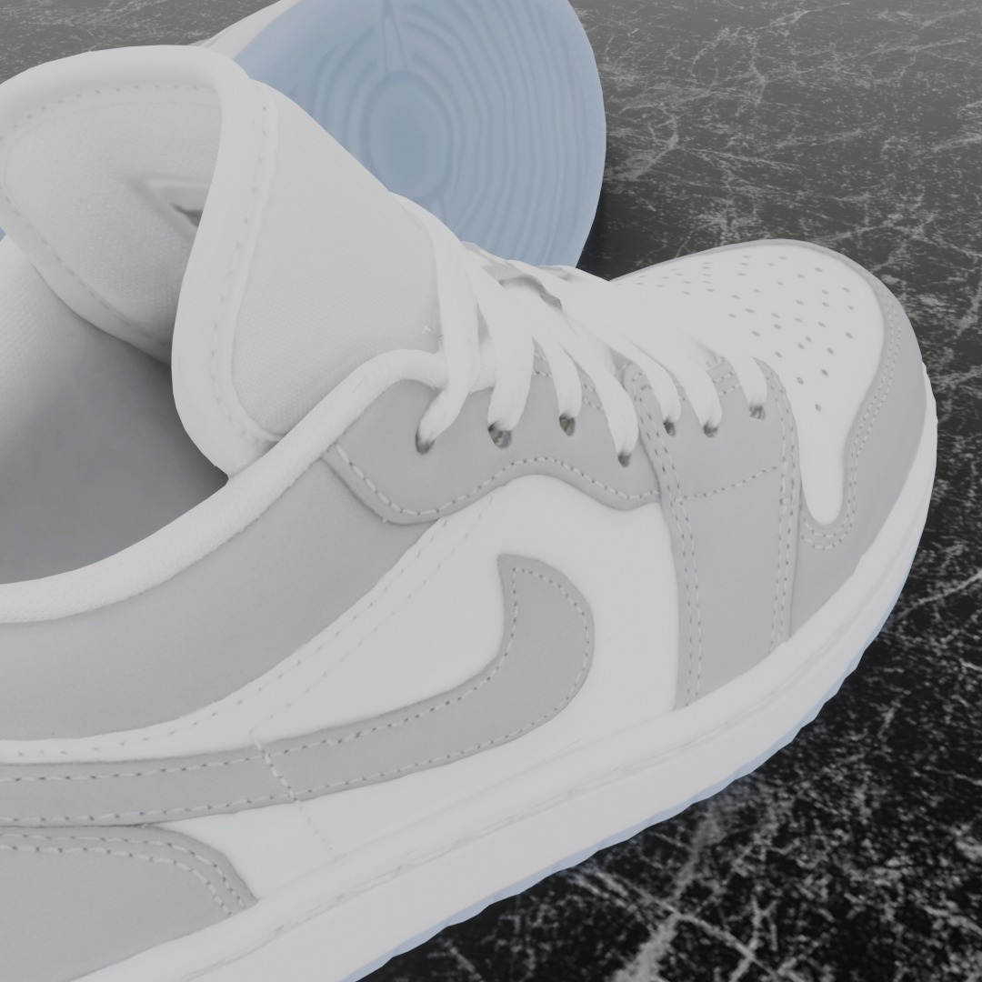 NIKE AIR JORDAN 1 LOW GREY 3D SHOES Low-poly 3D model_10