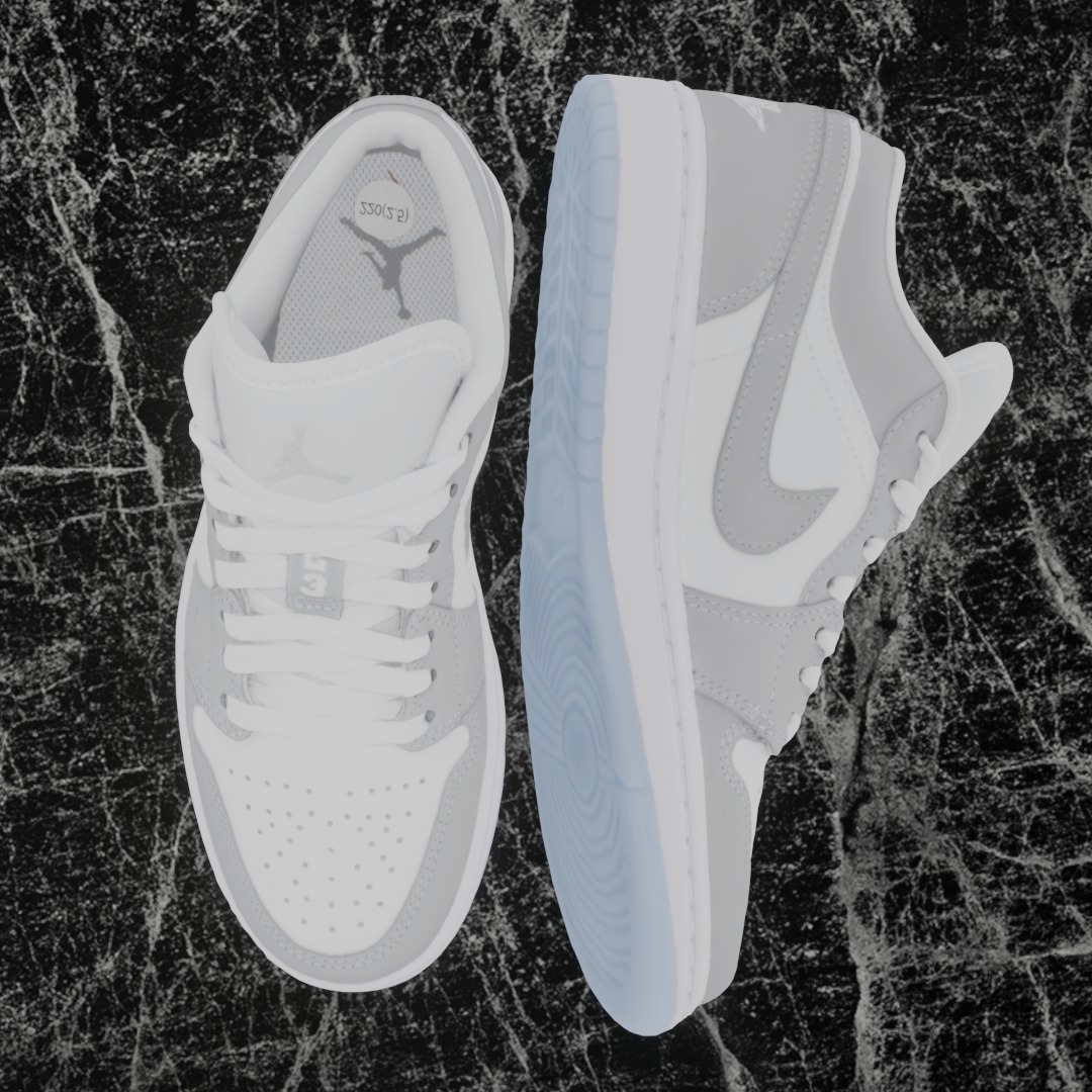 NIKE AIR JORDAN 1 LOW GREY 3D SHOES Low-poly 3D model_2