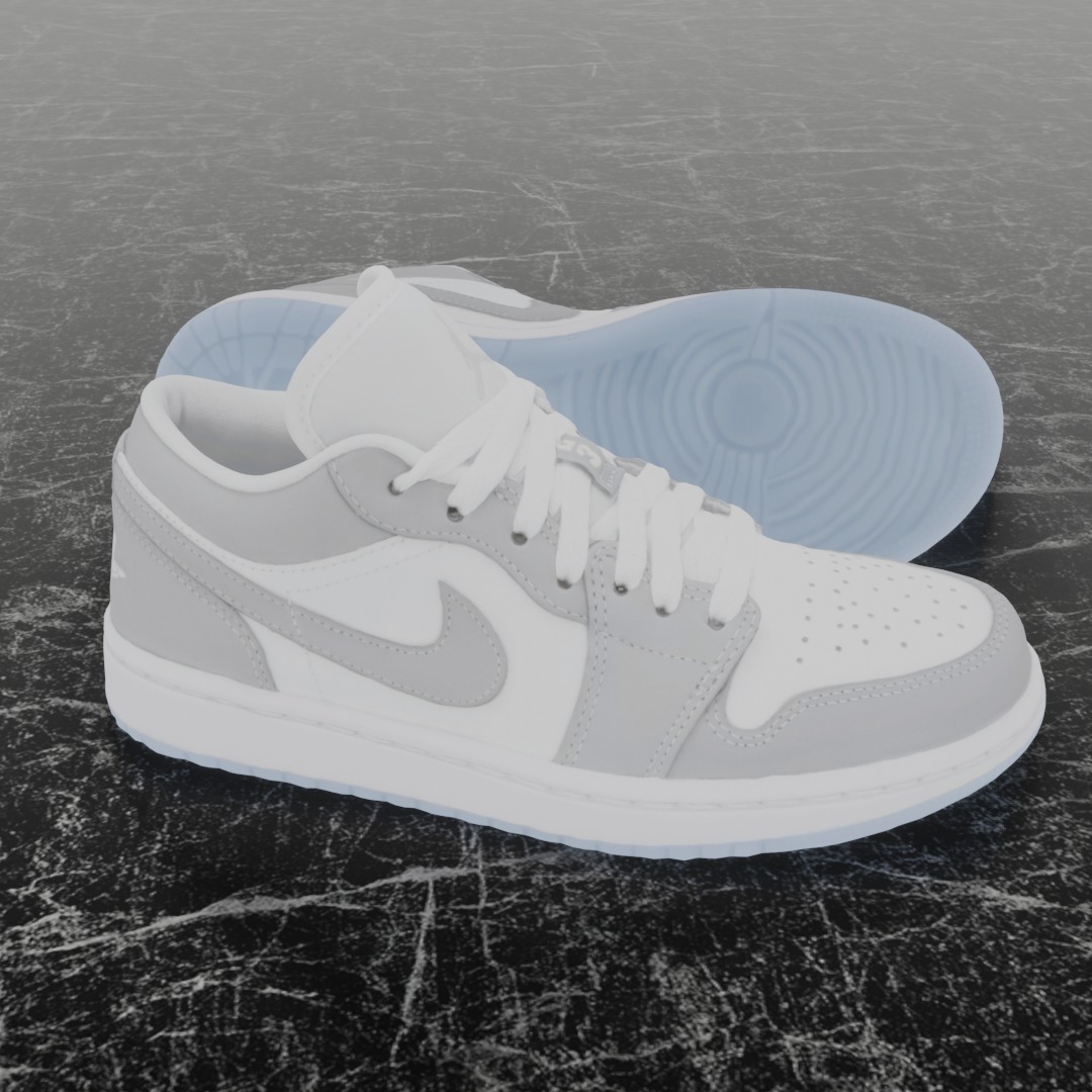 NIKE AIR JORDAN 1 LOW GREY 3D SHOES Low-poly 3D model_4