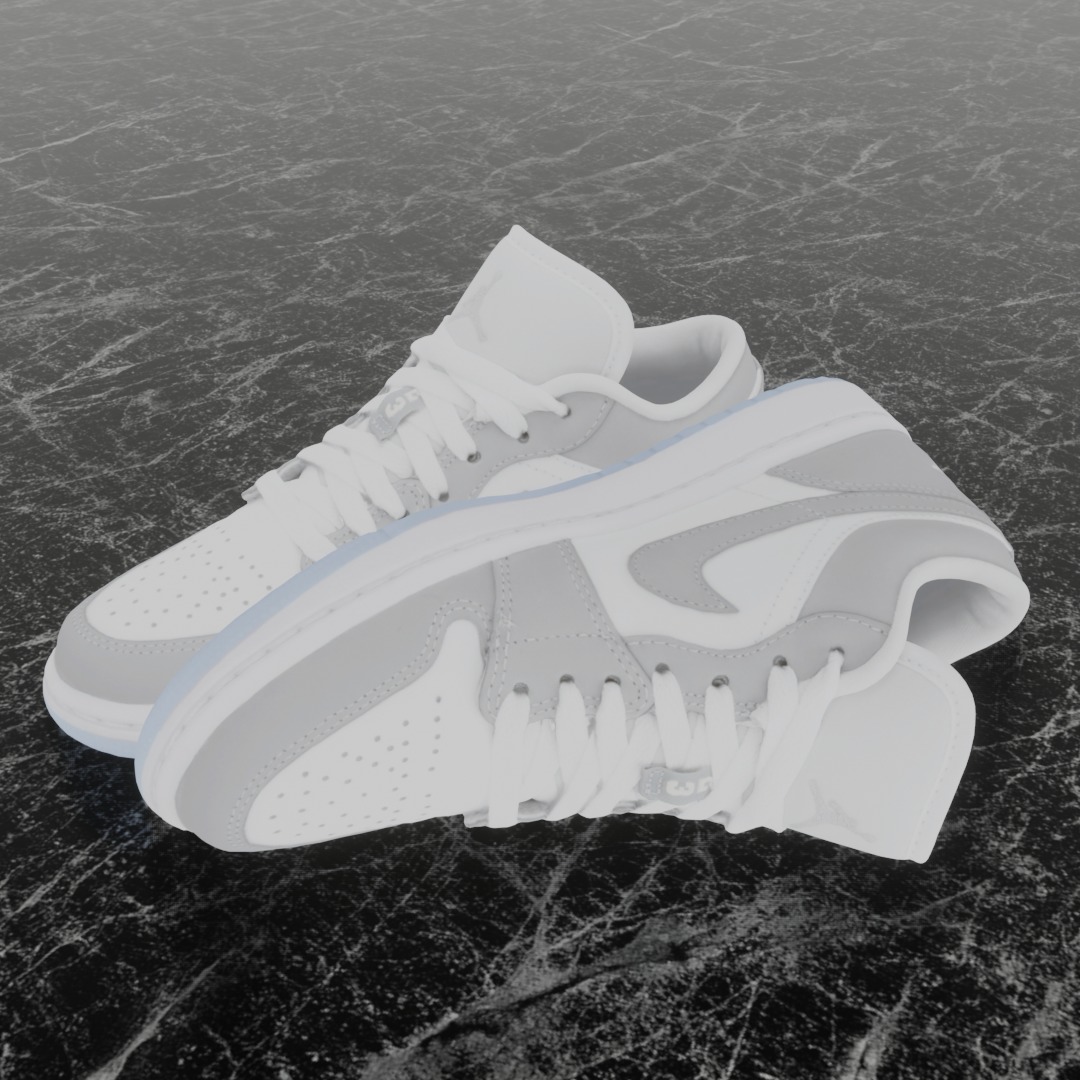 NIKE AIR JORDAN 1 LOW GREY 3D SHOES Low-poly 3D model_1