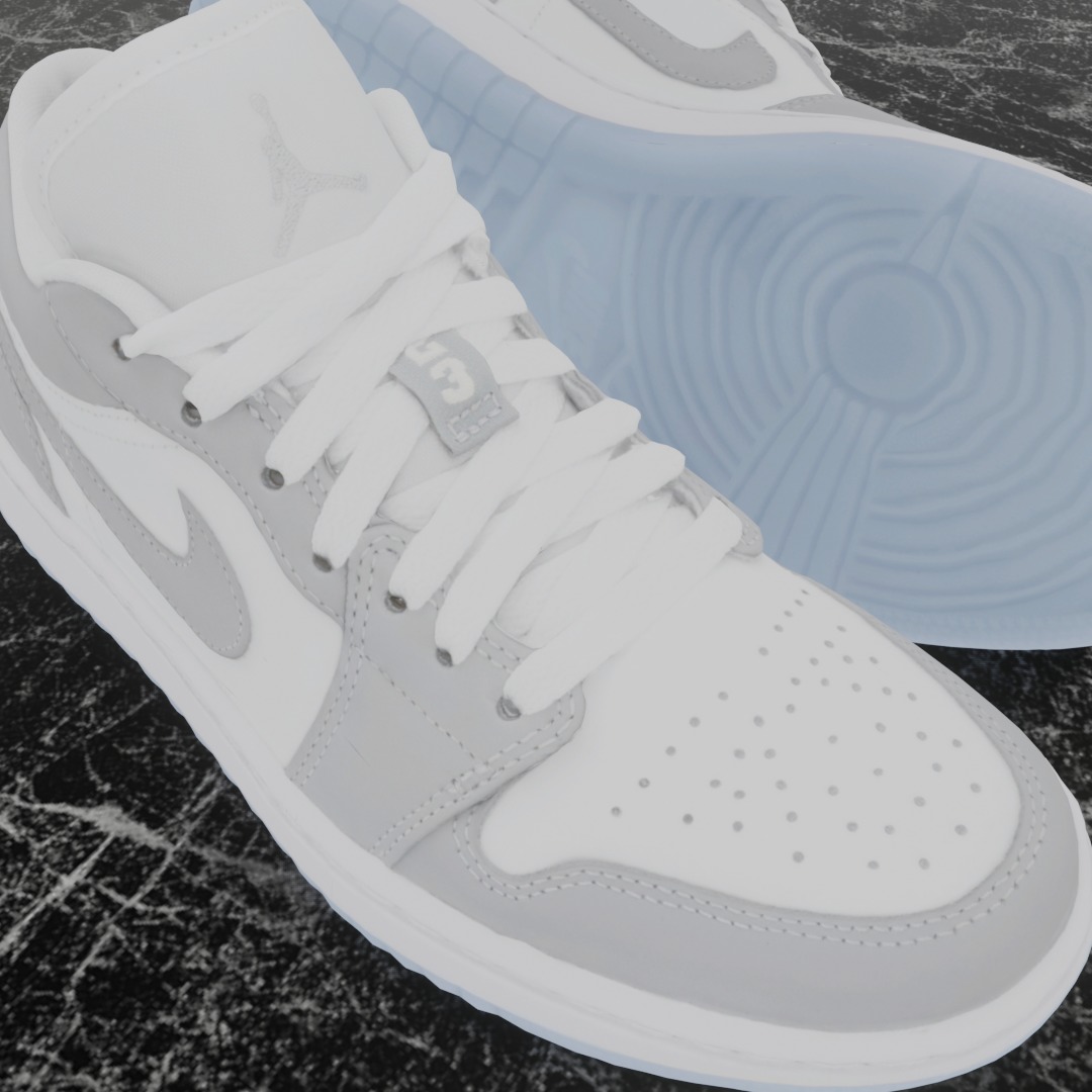 NIKE AIR JORDAN 1 LOW GREY 3D SHOES Low-poly 3D model_12