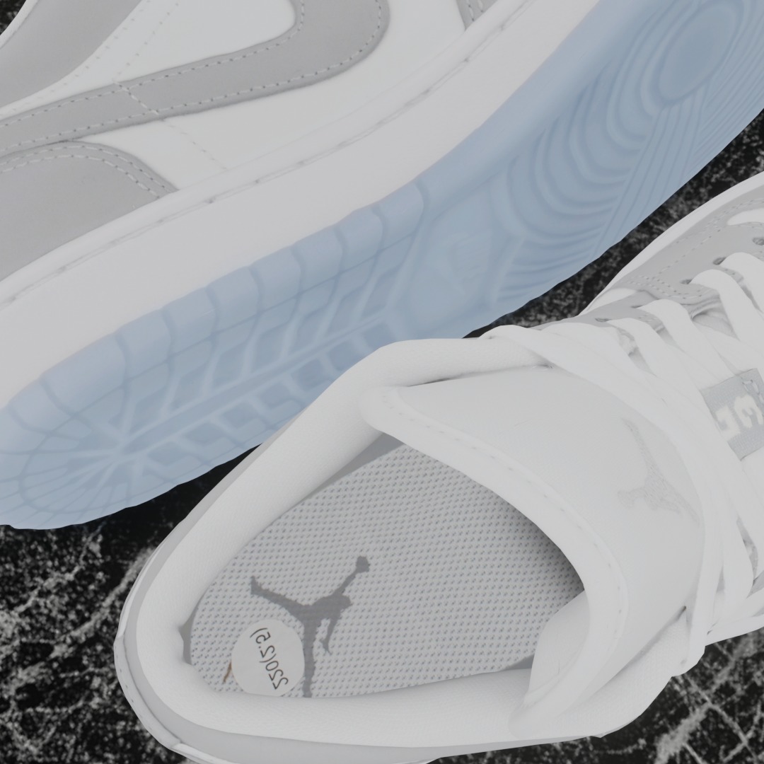 NIKE AIR JORDAN 1 LOW GREY 3D SHOES Low-poly 3D model_11