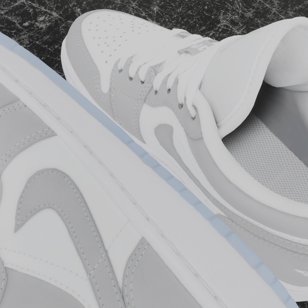 NIKE AIR JORDAN 1 LOW GREY 3D SHOES Low-poly 3D model_8