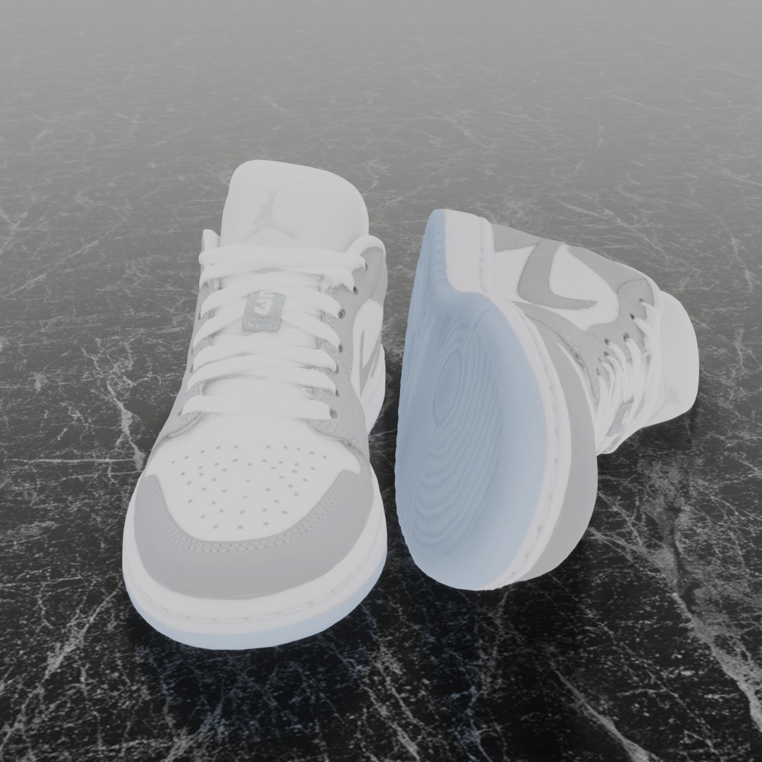 NIKE AIR JORDAN 1 LOW GREY 3D SHOES Low-poly 3D model_3