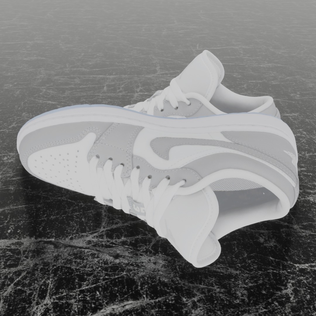 NIKE AIR JORDAN 1 LOW GREY 3D SHOES Low-poly 3D model_7