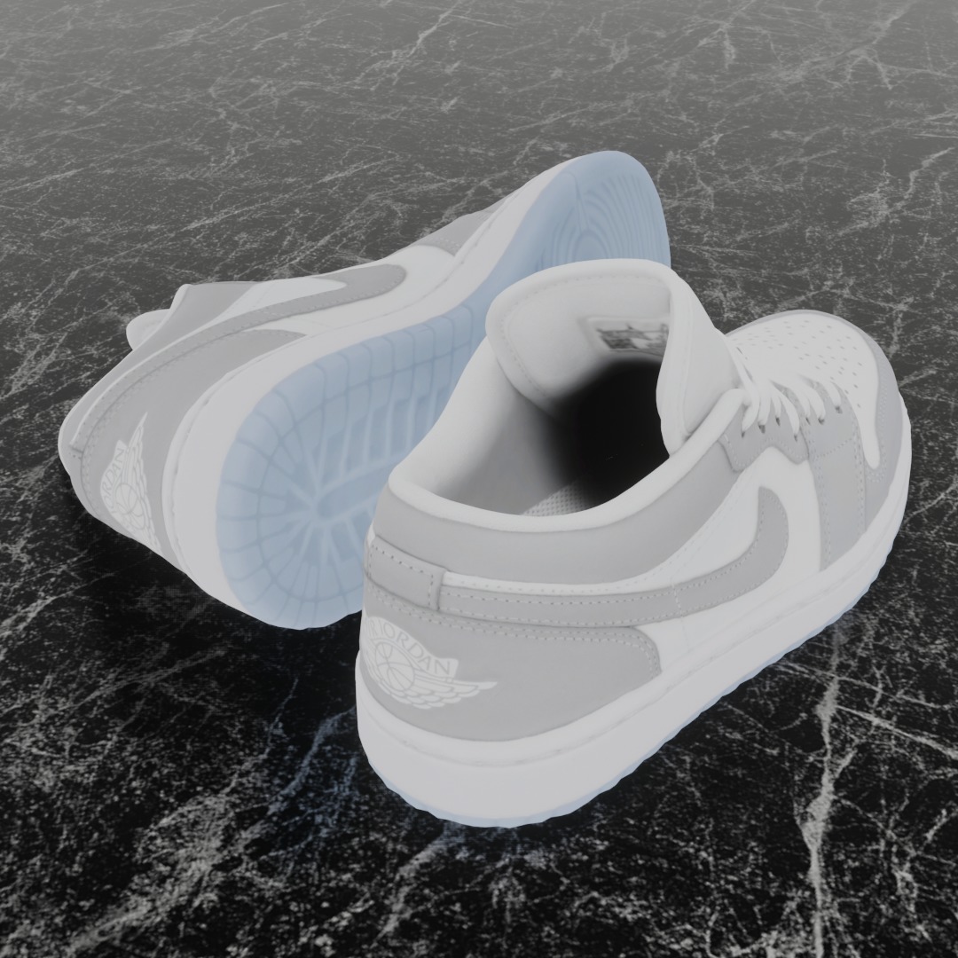 NIKE AIR JORDAN 1 LOW GREY 3D SHOES Low-poly 3D model_5
