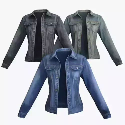 Female Denim Jacket 3 Colors Low-poly 3D model