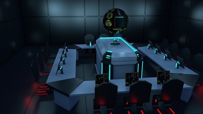 Sci Fi Black Room 3D model 3