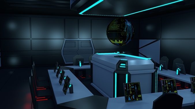 Sci Fi Black Room 3D model 7
