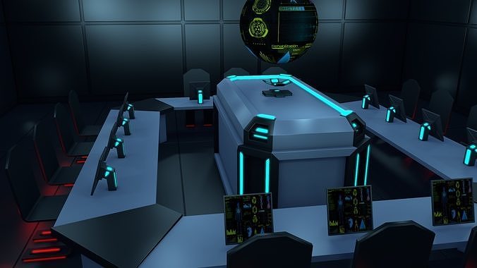 Sci Fi Black Room 3D model 4