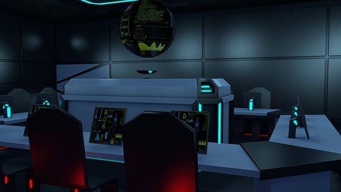 Sci Fi Black Room 3D model 5