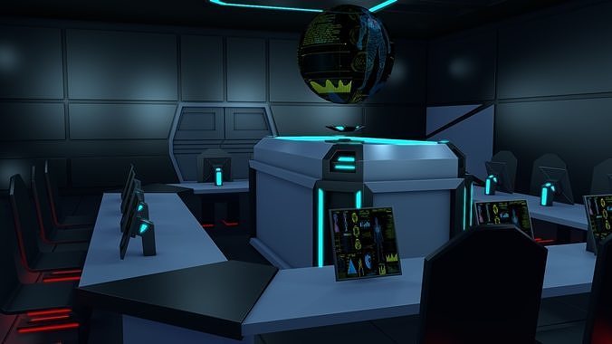 Sci Fi Black Room 3D model 6