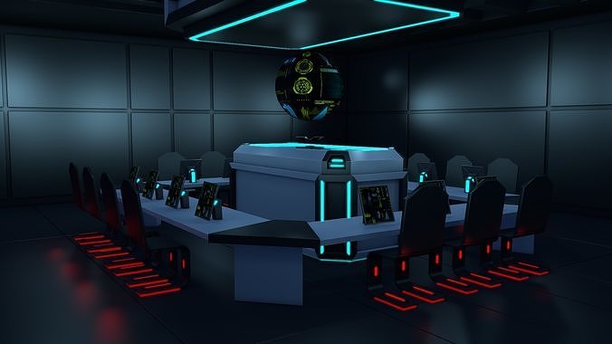 Sci Fi Black Room 3D model 2