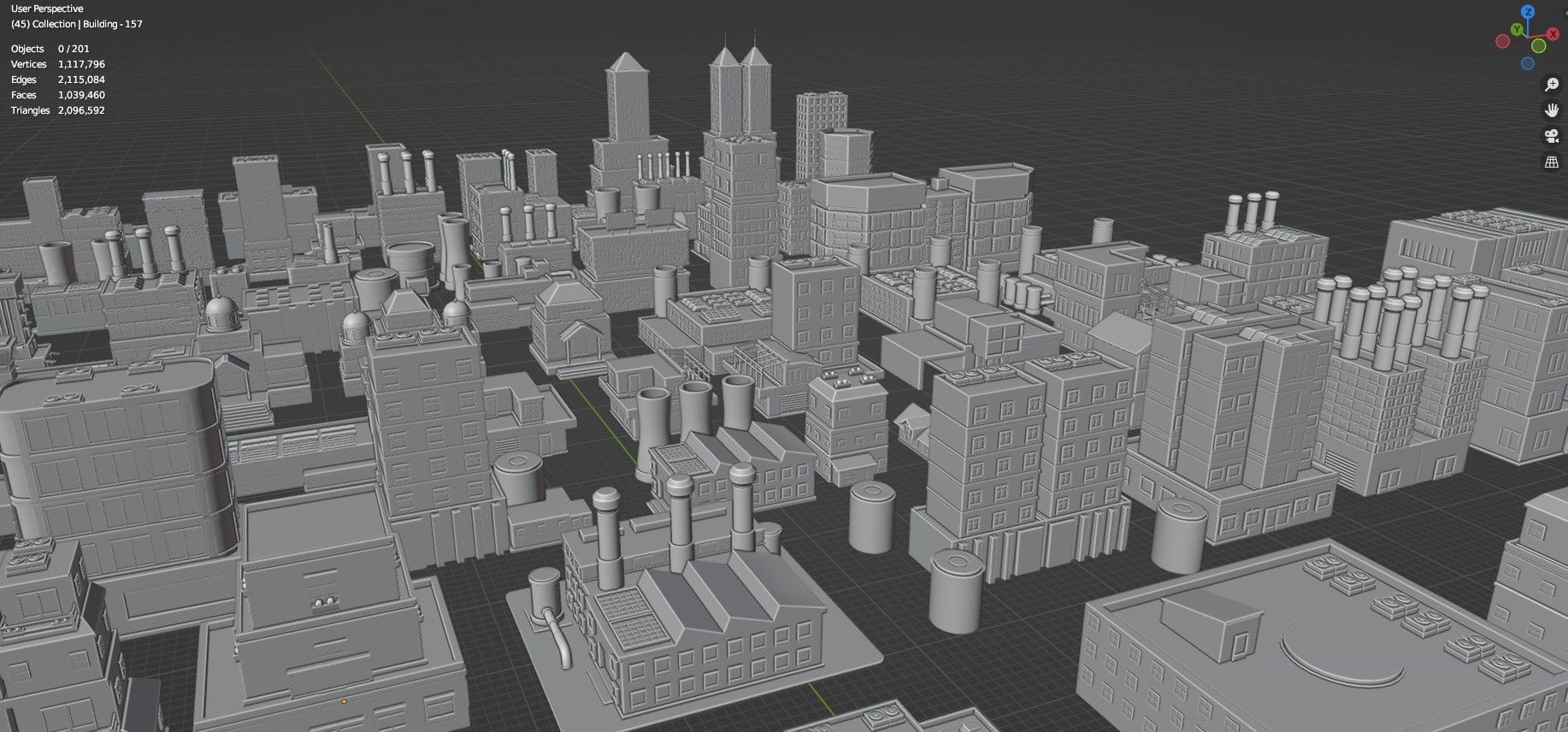 Low Poly City Buildings Pack Of 200 - Game Ready - Untextured  Low-poly 3D model_86