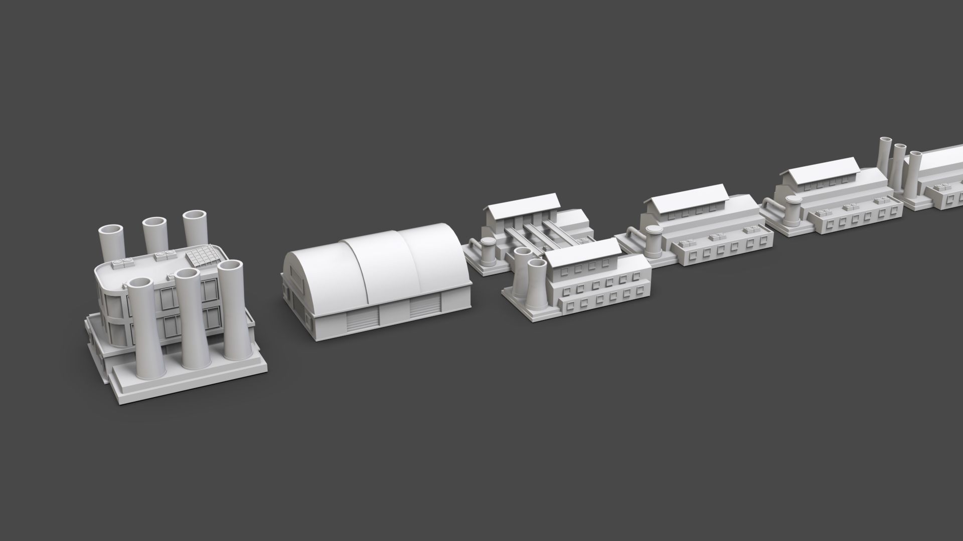 Low Poly City Buildings Pack Of 200 - Game Ready - Untextured  Low-poly 3D model_13